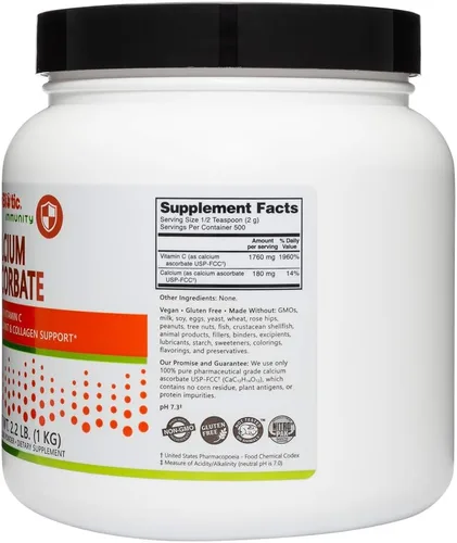 Vista 3 de NutriBiotic Ascorbato de calcio Vitamina C en polvo, 2.2 libras - Suplemento esencial antioxidante y de apoyo de colágeno