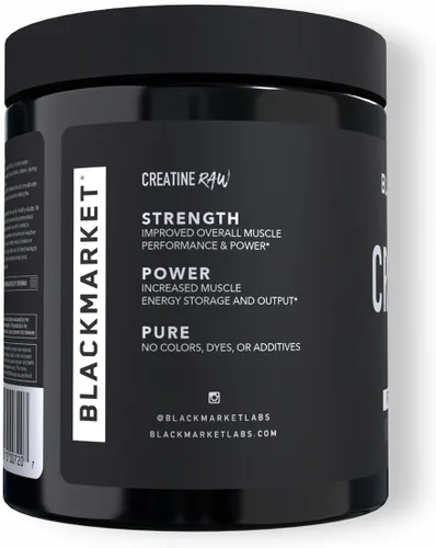 Vista 3 de BLACKMARKET RAW Creatine - Mezcla de bebida en polvo de entrenamiento para hombres y mujeres, mejora el tamaño muscular, la fuerza, la definición