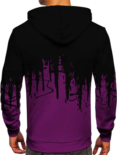 Vista 2 de Ymosrh Sudaderas con capucha de vellón para hombre, color degradado, sudadera de manga larga, con capucha, blusa con capucha