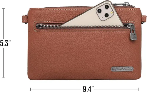 Vista 5 de Montana West Cowhair - Bolso cruzado de piel para teléfono celular cartera para mujer vaquera occidental pequeño bolso cruzado