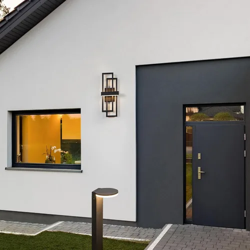 Vista 5 de LamQee Luces de pared modernas para exteriores de 20 pulgadas, LED integrado de 1000 lúmenes, aplique de iluminación exterior de doble rectángulo