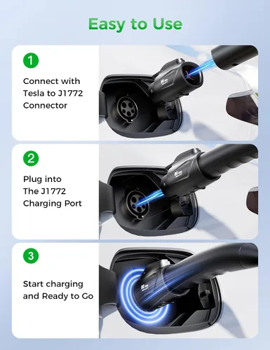Vista 8 de Raylix Adaptador Tesla a J1772 (Máximo 80 A, 250 V) [para Vehículos Eléctricos J1772] Adaptador de Cargador Tesla, Adaptador NACS a J1772 Compatible