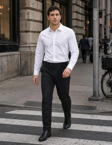 Vista 2 de Plaid&Plain Pantalones de vestir para hombre, cintura elástica, corte recto Negro