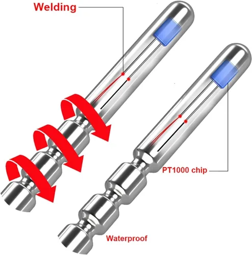 Vista 3 de Waterproof PT1000 thermistor -50~+200 Celsius Temperature Sensor 6 * 50mm Probe Thermal Resistance with Silicone Cable