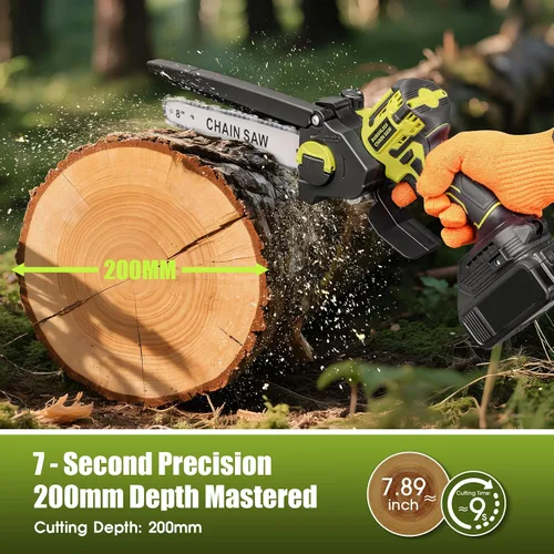 Vista 5 de Mini motosierra inalámbrica para batería Dewalt de 20 V MAX, motosierra de poda sin escobillas de 8 pulgadas con motor de 650 W, corte rápido