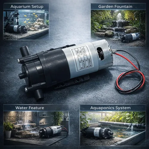 Vista 4 de Fish Tank Water Pump Brushed Motor DC 24V, Self Priming, High Pressure - Durable Engineering Plastics, Wide Application for Solar Water Fountain