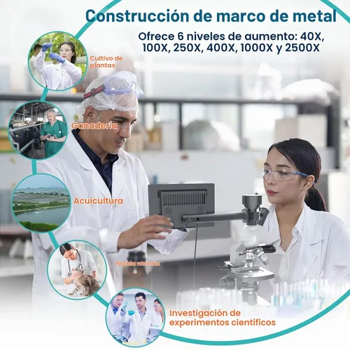 Vista 7 de Microscopios monoculares compuestos de laboratorio con temperatura constante, microscopio de doble visión para adultos estudiantes con aumento