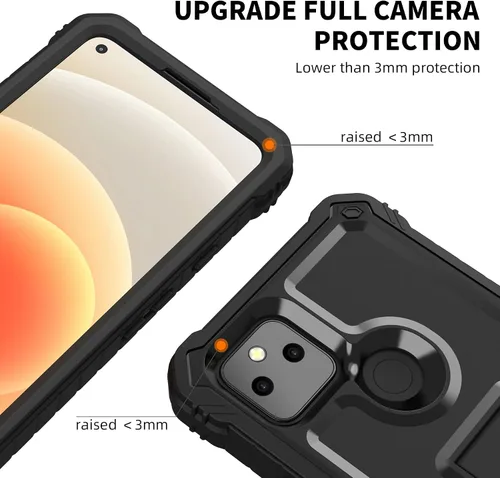Vista 3 de Funda para Google Pixel 5A 5G, protección de grado militar a prueba de golpes con protector de pantalla HD de vidrio templado y soporte compatible