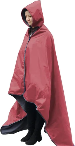 Vista 23 de DUKUSEEK Manta con capucha para exteriores, manta de camping impermeable, acolchada, forro polar grueso, cálida, resistente al viento, a prueba