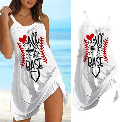 Vista 2 de PeQAQ Vestidos de verano para mujer, camiseta de béisbol 2023, sin mangas, mini vestidos bohemios, de moda, casual, holgado, sin mangas