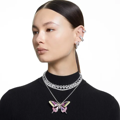Vista 7 de Swarovski Matrix Tennis Necklace with Bright Blue Crystals on a Rhodium Finished Setting