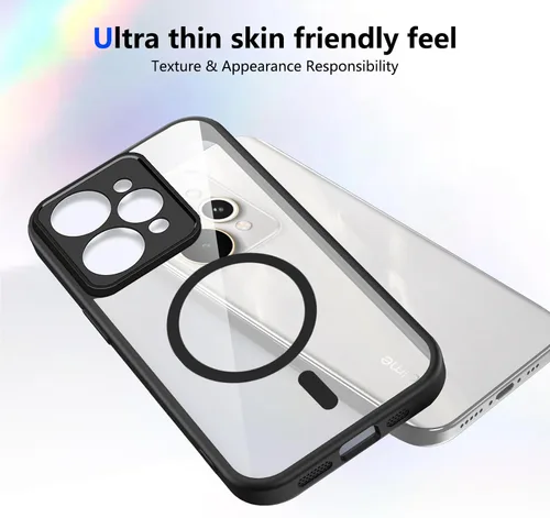 Vista 491 de Funda magnética transparente compatible con Xiaomi 17T, color negro 2 en 1 PC + TPU cubierta de teléfono a prueba de golpes, carcasa protectora