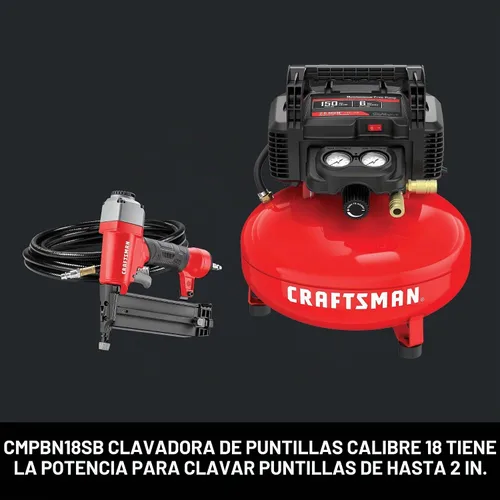 Vista 5 de CRAFTSMAN Kit combinado de clavadora Brad y compresor de aire con manguera (CMEC1KIT18)