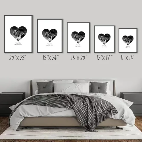 Vista 6 de Woodkap Impresiones en lienzo personalizadas con fotos de pareja y nombre Personalized Sign Initials Name and Special Date Posters, Set Of 3