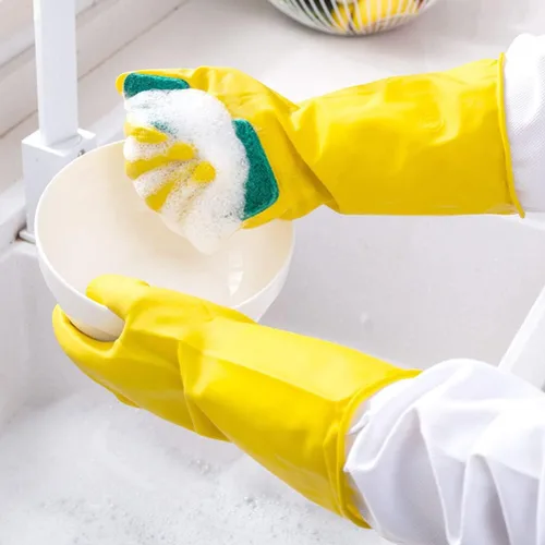 Vista 8 de iplusmile 1 par de guantes de látex guantes de fregado guantes de látex para el hogar guantes de lavado de platos reutilizables guantes de mano