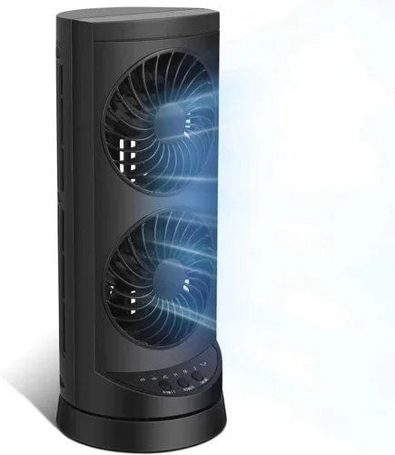 Vista 8 de Ventiladores de torre personales de refrigeración que soplan aire frío, ventilador de escritorio pequeño de pie con 3 velocidades y temporizador