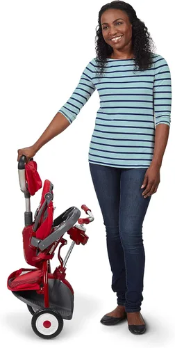 Vista 2 de Radio Flyer Deluxe EZ Fold Stroll 'N Trike - Triciclo 4 en 1, color rojo