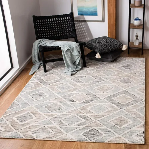 Vista 6 de SAFAVIEH Precious Collection - Alfombra de pasillo, 2 pies 6 pulgadas x 8 pies, azul y beige, hecha a mano, lana geométrica bohemia, ideal