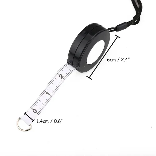 Vista 5 de WIN TAPE Cinta métrica retráctil negra de 80 pulgadas con cuerda negra