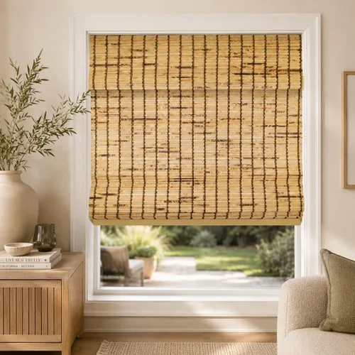 Vista 18 de CHICOLOGY Persianas romanas de bambú, persianas filtrantes de luz favoritas de los clientes para ventanas, calidad premium, ideales para el hogar