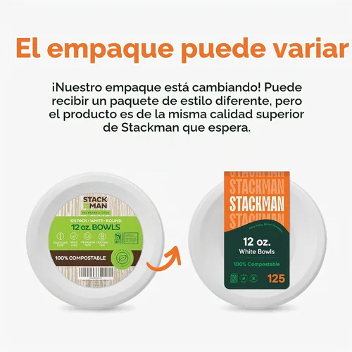 Vista 6 de Cuencos de papel 100% compostables de 12 oz. [1000 unidades] Cuencos para sopa resistentes de color blanco natural, cuencos de bagazo no blanqueados