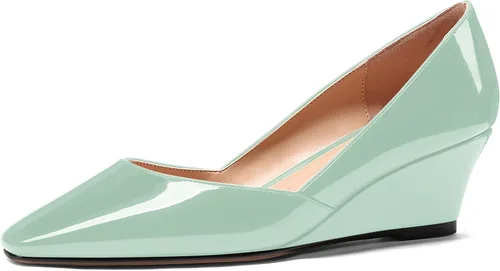 Vista 28 de MODENCOCO Zapatos de tacón bajo con cuña de tacón bajo para mujer, con puntera cuadrada, 2 pulgadas Beige