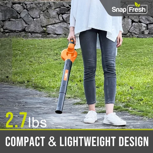 Vista 4 de SnapFresh Soplador de hojas inalámbrico Soplador eléctrico de hojas de 20 V con batería de 2.0 Ah y cargador Soplador de hojas ligero de 2