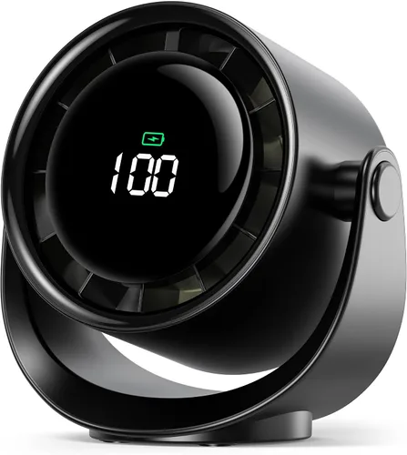 Vista 10 de Koonie - Ventilador de escritorio, ultra silencioso con batería de 2.5-11h, pequeño ventilador USB con viento fuerte, plegable con inclinación
