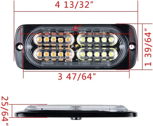 Vista 2 de CORP - Juego de 100 luces estroboscópicas intermitentes de 20 luces LED de advertencia de emergencia, color blanco ámbar, para auto, camión