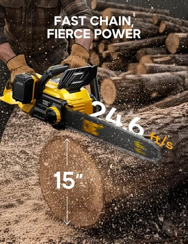 Vista 3 de DeForce Motosierra Eléctrica Inalámbrica de 16" 40V, para Baterías DeWalt 20V Max, Motosierra a Batería sin Escobillas, con Engrasador Automático