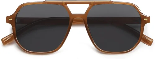 Vista 3 de SOJOS Gafas de sol polarizadas estilo aviador retro de moda para hombres y mujeres, estilo vintage de los años 70, marco cuadrado elegante SJ2283