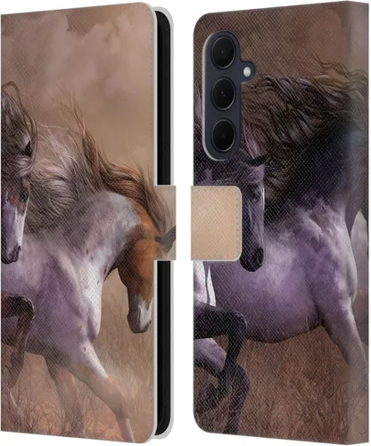 Vista 349 de Head Case Designs Officially Licensed Laurie Prindle A Morgan Christmas Western Stallion Leather Wallet Case Compatible with Samsung Galaxy A07 4G