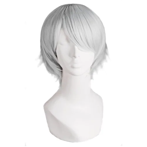 Vista 11 de MapofBeauty 12 pulgadas/30 cm Hombres corto recto Cosplay traje peluca, negro