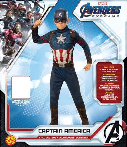 Vista 4 de Rubies Marvel Disfraz y máscara del Capitán América de Avengers Endgame para niños