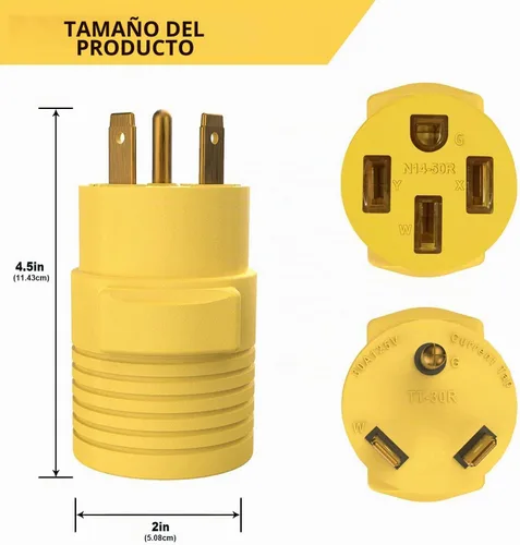 Vista 4 de Enchufe adaptador RV de 50 amperios a 30 amperios, TT-30P macho a 14-50R hembra adaptador de corriente para RV, reemplazo compacto de Dogbone