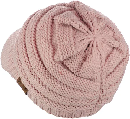 Vista 12 de C.C Gorro de punto trenzado cálido y grueso con visera