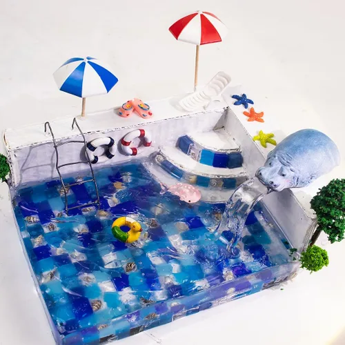 Vista 7 de FUNSHOWCASE Árboles modelo con tabla de espuma, césped para jardín de hadas, paisaje, paisaje, tren, arquitectura, decoración de edificios, juego