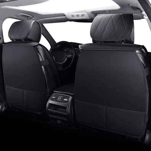 Vista 3 de 2 fundas de asiento delantero de capitán, impermeables, de piel, ajuste universal, color negro Compatible con Honda Civic CRV Toyota 4Runner