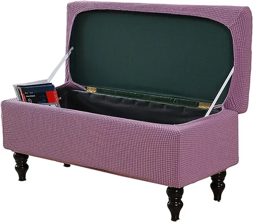 Vista 11 de Fundas otomanas rectangulares, fundas elásticas para reposapiés, funda de banco de almacenamiento, protector de muebles para reposapiés para sala