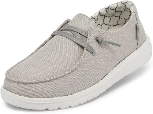 Vista 42 de Hey Dude Wendy Chambray - Zapatos para mujer, mocasines con cordones para mujer, cómodos y ligeros Aurora Blanco 2