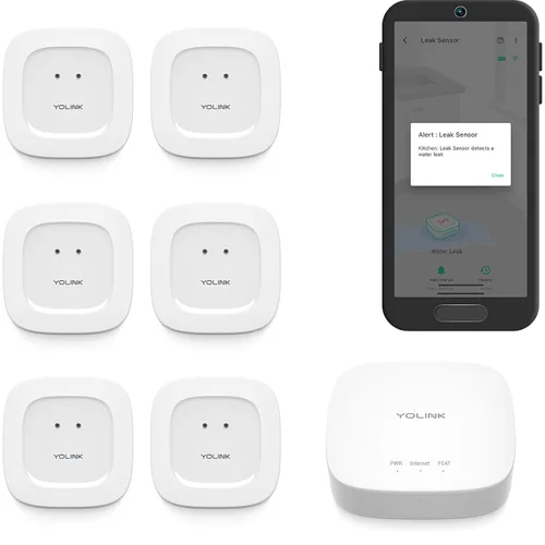 Vista 11 de Kit de inicio de fugas de agua YoLink: Hub + 2 sensores de fuga 1 (silencioso), LoRa de largo alcance, alertas por aplicación/SMS/correo