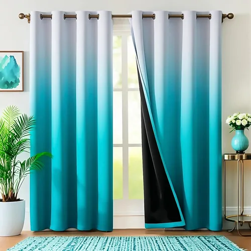 Vista 14 de WUBODTI 2 paneles de cortinas traslúcidas color negro degradado para dormitorio, sala de estar, 84 pulgadas de largo, 2 paneles de cortinas