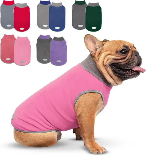 Vista 18 de cyeollo Paquete de 2 suéteres de forro polar para perro, chaleco cálido reflectante para perro, abrigo elástico para perro, chaqueta de invierno
