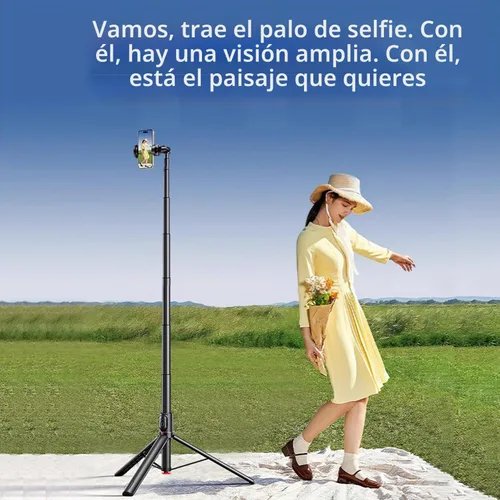 Vista 6 de Trípode automático de 70 pulgadas para selfie, todo en 1, de aluminio, Celly, para iPhone, Android, con control remoto, trípode de viaje, grabación