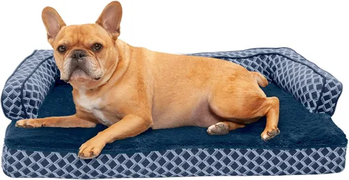 Vista 12 de Furhaven Pet – Sofá de felpa ortopédica para perro, cama con forma de L, tumbona ergonómica con contorno de cuna, cama para perros y gatos, varios