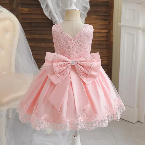 Vista 3 de NNJXD - Vestido de princesa de tul con flores, para usar en bodas, para niñas pequeñas y bebés