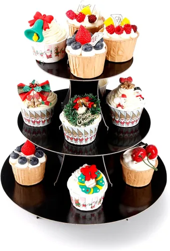 Vista 3 de YLDW Soporte para Cupcakes de 3 Niveles, Soporte para Pastel, Torre de Soporte para Cupcakes DIY Escalonada para Exhibiciones de Mesa de Postres