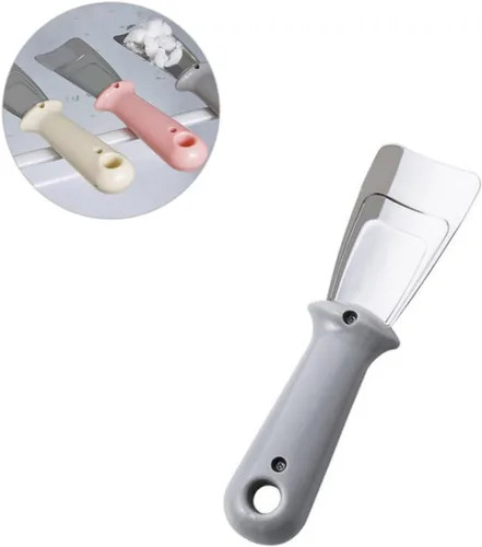 Vista 9 de Vaguelly Raspador de hielo para congelador, raspador de hielo, raspador de hielo de plástico, pala de acero inoxidable, refrigerador, raspador