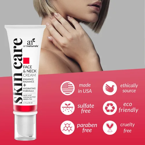 Vista 5 de Artnaturals Crema reafirmante facial y cuello – Hidratante antienvejecimiento para cuello y escote – Para tensar y levantar la piel flácida