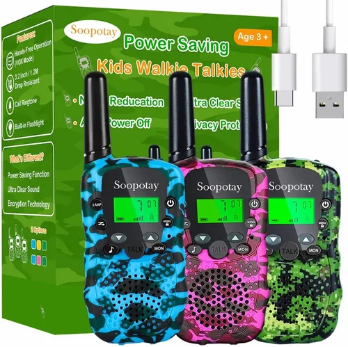Vista 7 de Walkie Talkies para niños, juguetes Walkie Talkie para niñas y niños, juguetes al aire libre para edades de 4 a 8 a 12 años, linterna integrada, 22